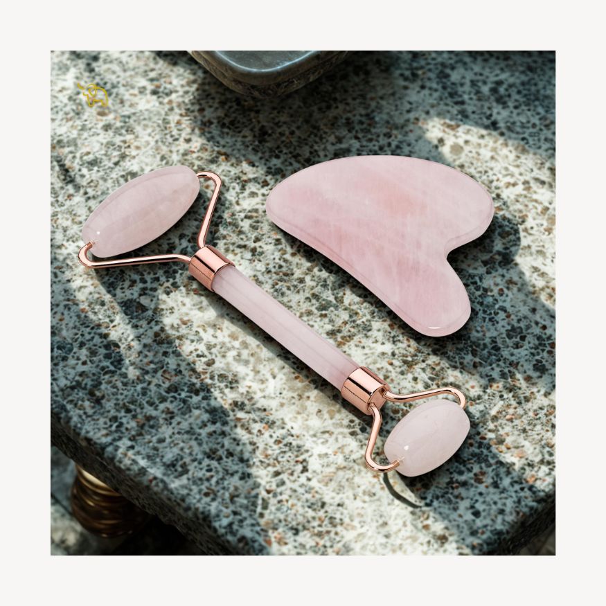 Gua Sha & Roller Set – Rosenquarz