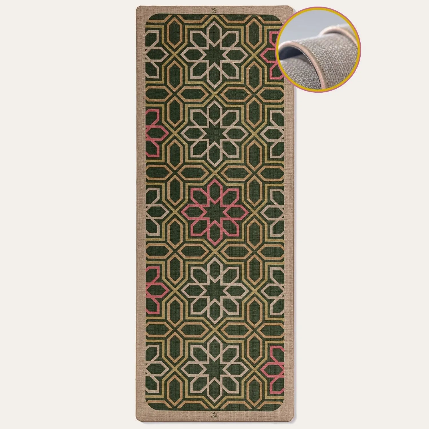 Mint Tea Hamsa Yogamatte in Vollbild natürlich, nachhaltig und rutschfest. Perfekt für Ashtanga. 