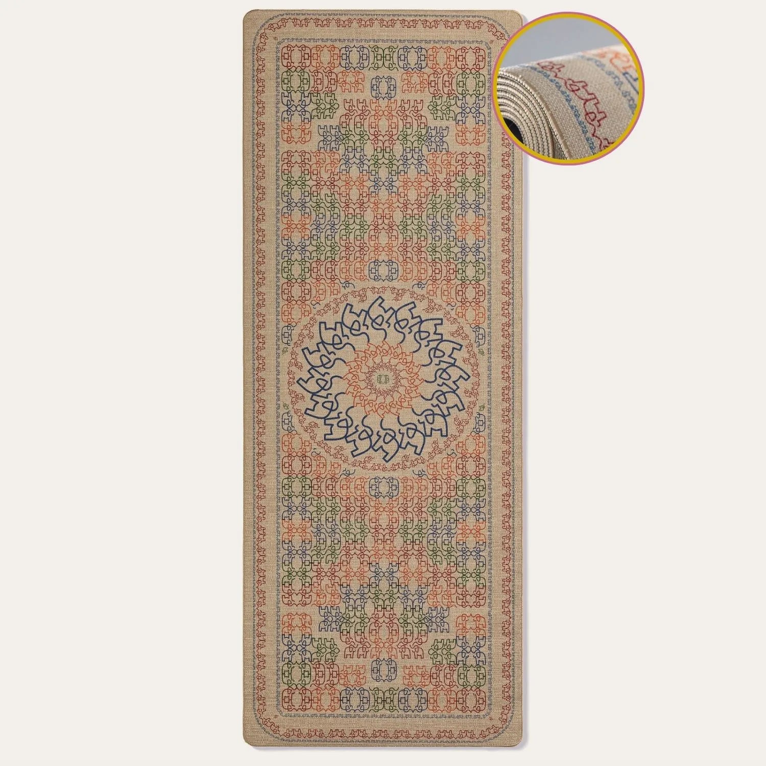 Tanzende Elefant Yogamatte von Hamsa aus Naturkautschuk und Jute – nachhaltig, rutschfest und umweltfreundlich, perfekt für Ashtanga.