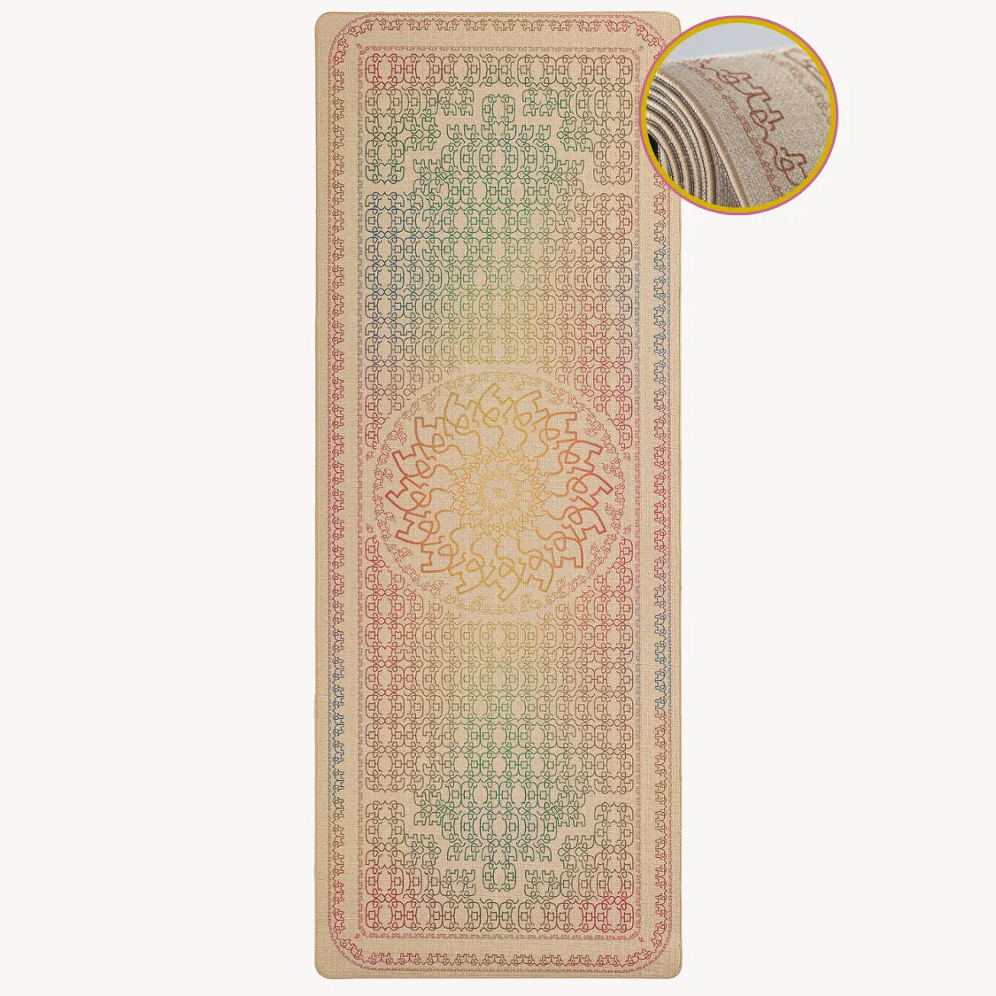 Rutschfeste Eco Yogamatte mit magischem Elefantenmuster