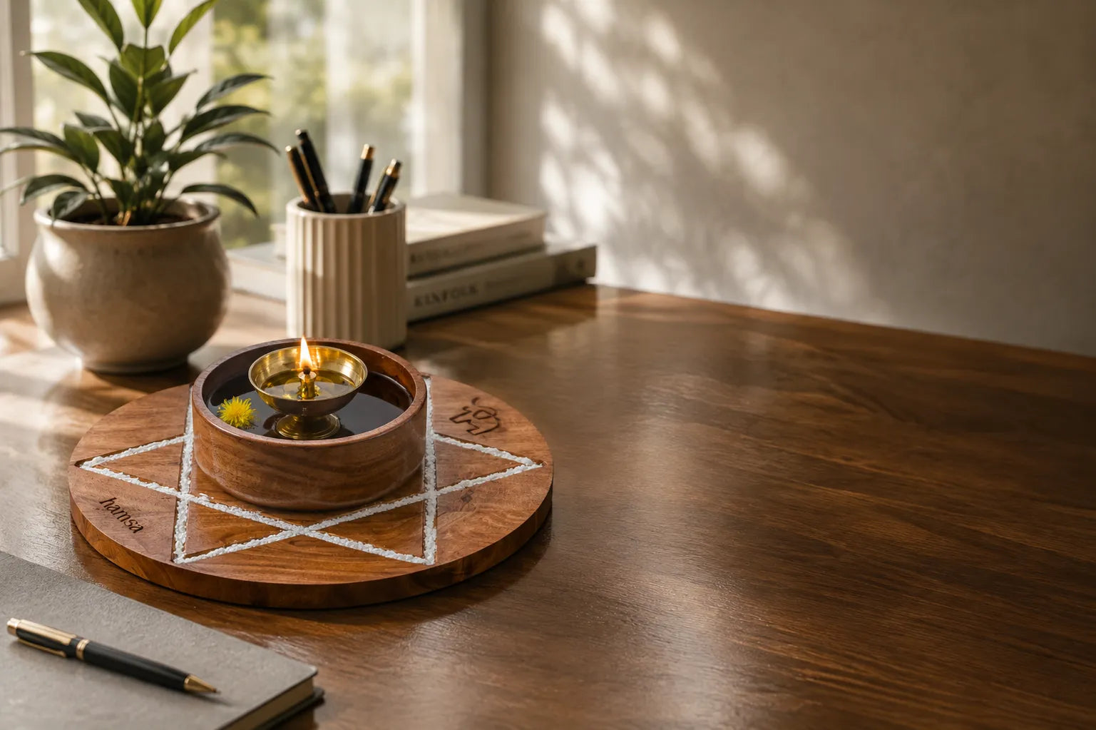 Handgefertigte 5 Elemente Poja Kerze für Yoga, Meditation und eine bewusste Atmosphäre zu Hause oder am Arbeitsplatz.