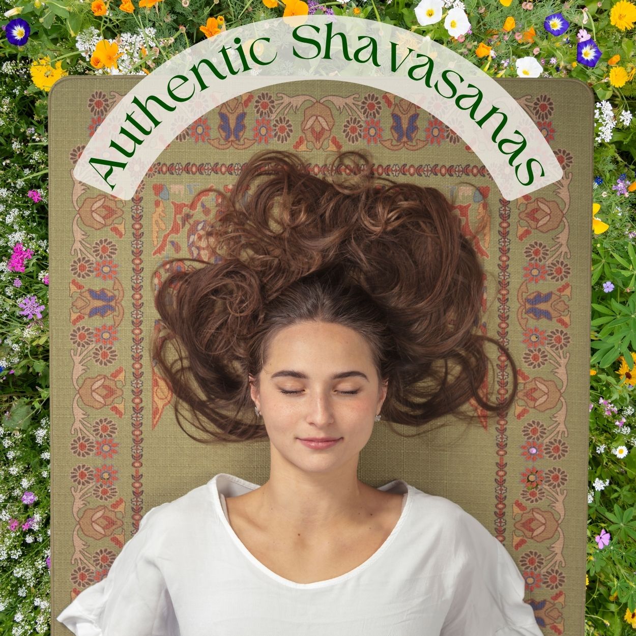 Shavasana auf natuerlicher Yogamatte für Entspannung