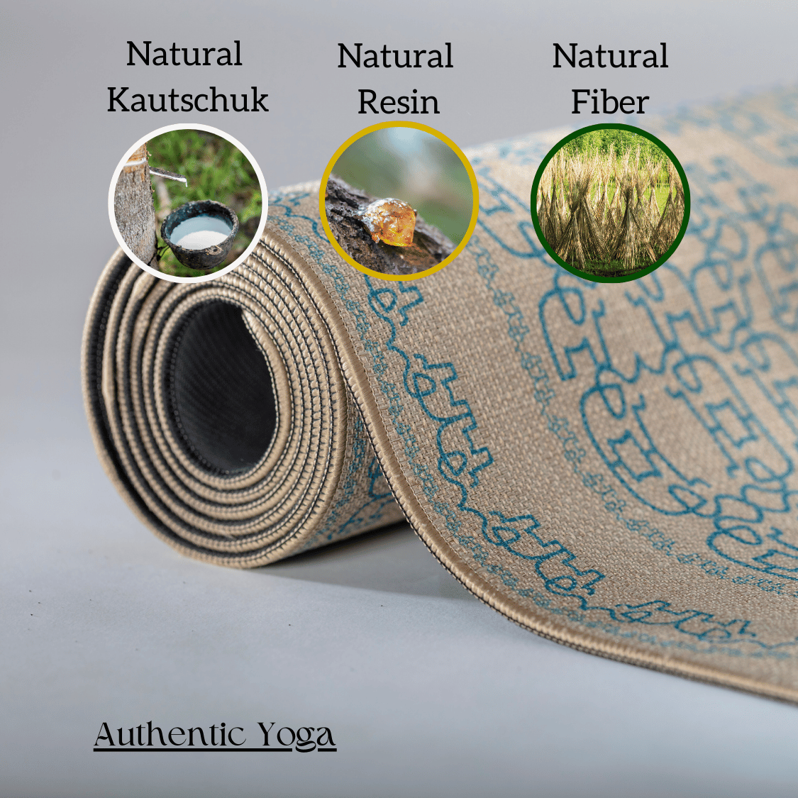 Yogamatte mit starkem Grip und blauem Elefanten-Design für Yoga Praxis